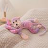 Tie-Dye Long-Armed Monkey Plush with Gold-Stamped Banana Design - Decorative Velcro Curtain Tie-Back Doll