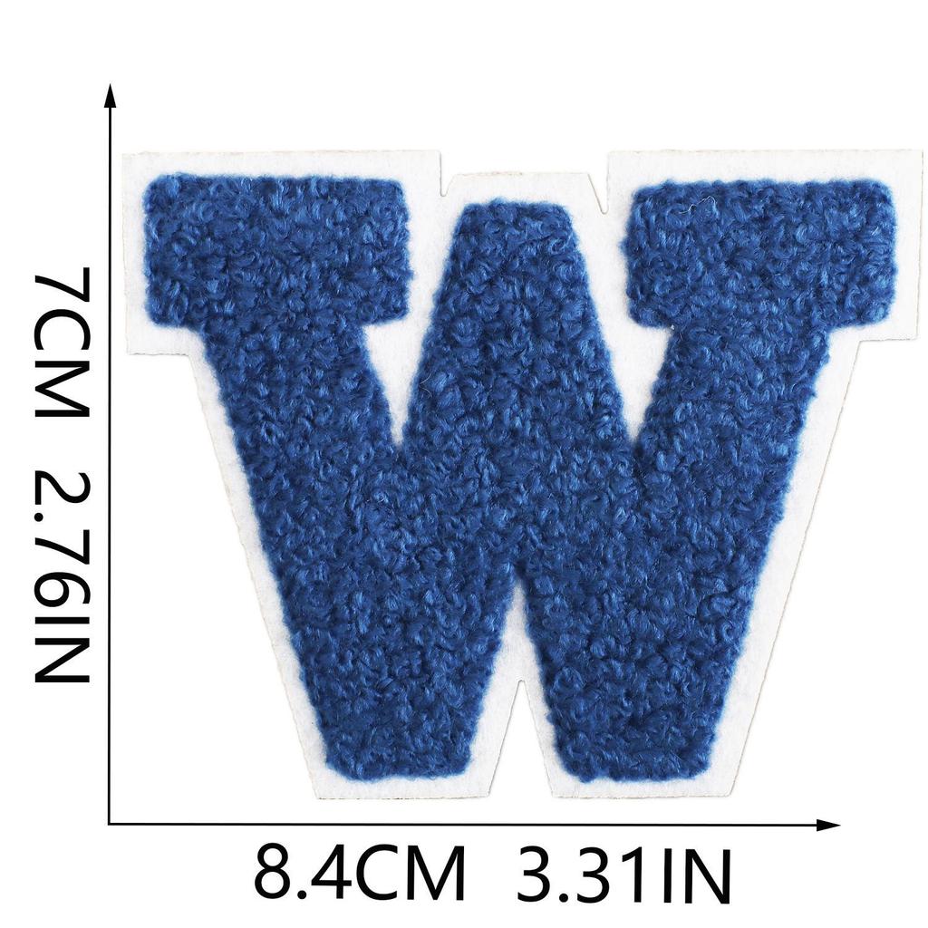 7cm White Background Royal Blue Text Embroidered Letter Patch for Bags & Decor