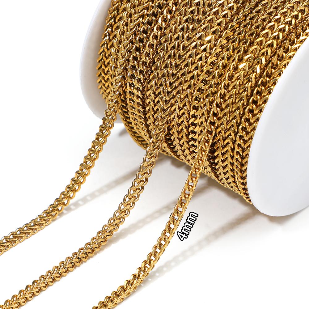 1 Meter Edelstahl Flach Quadrat Kubanische Ketten für Halskette Anhänger Verschlüsse Armbänder Zubehör DIY Schmuckherstellung Zubehör