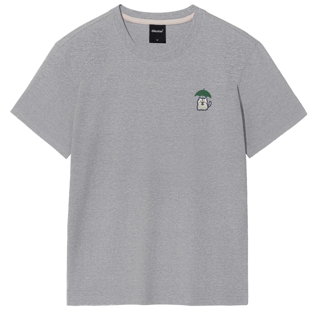 OKSTAR Rain Cat Embroidered Short Sleeve T-Shirt (Type C)