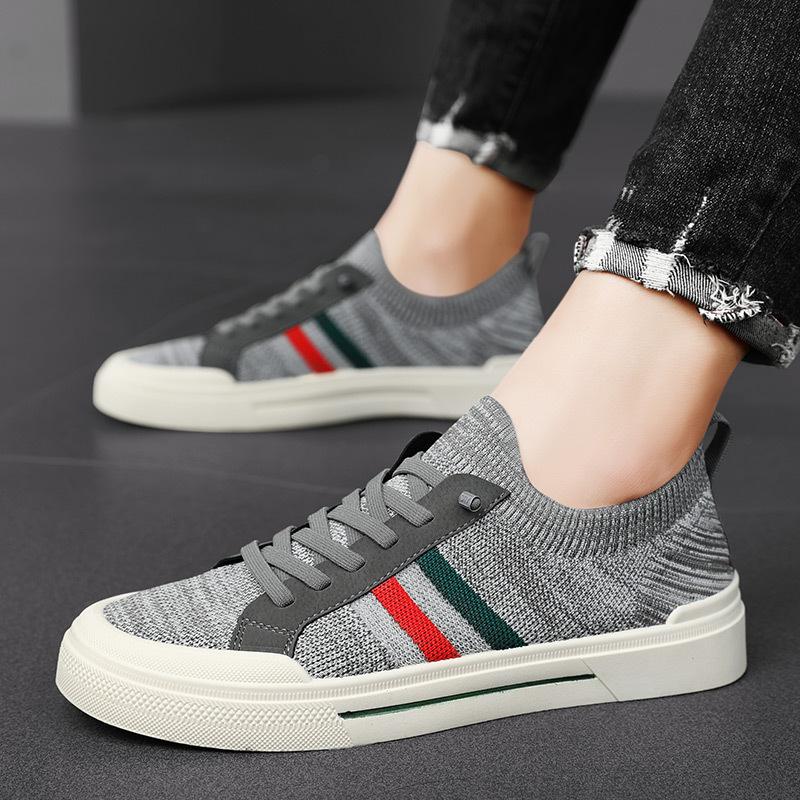 Men's Shoes Summer Breathable Fly-woven Thin Trendy Shoes Socks Mouth Lazy Cloth Shoes Men's Casual Skateboard Shoes