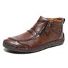 Men's Plus Size Zipper Martin Ankle Boots - Outdoor Casual Flat Sole Hand-Stitched Short Boots