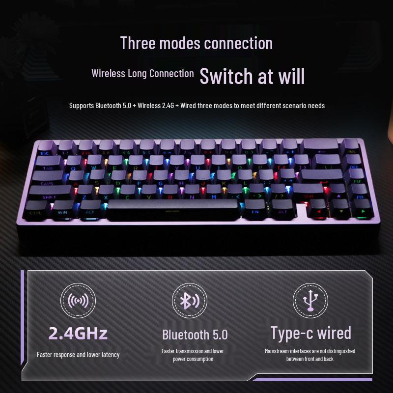 Aluminum RGB 65% Mechanical Keyboard: Bluetooth, Wired & Wireless, Three-Mode, Gasket Structure