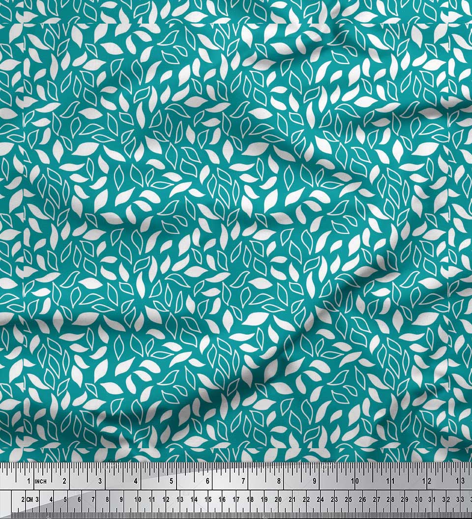

Soimoi Зелена японська креп-атласна тканина з листям і листям з принтом для швейної тканини, метр 42 дюйма 42 Inch Wide - Poly Crepe зелений