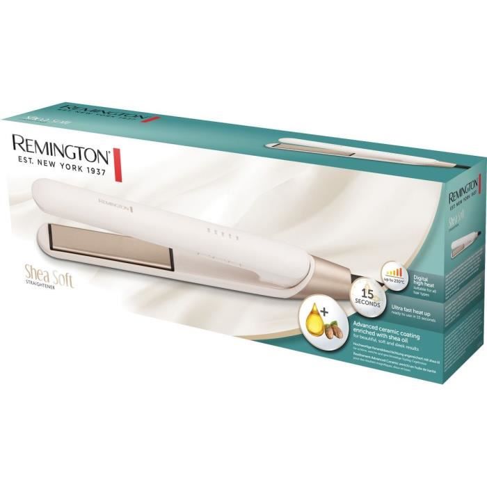 Lisseur REMINGTON S4740 Shea Soft – 5 températures de 150 à 230° - revêtement Advanced Ceramic enrichi à l’huile de karité