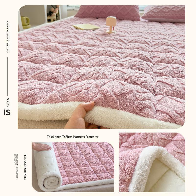 Winter Milk Velvet Mattress Topper for Dorms - Thick Coral Fleece Pad for Single Beds