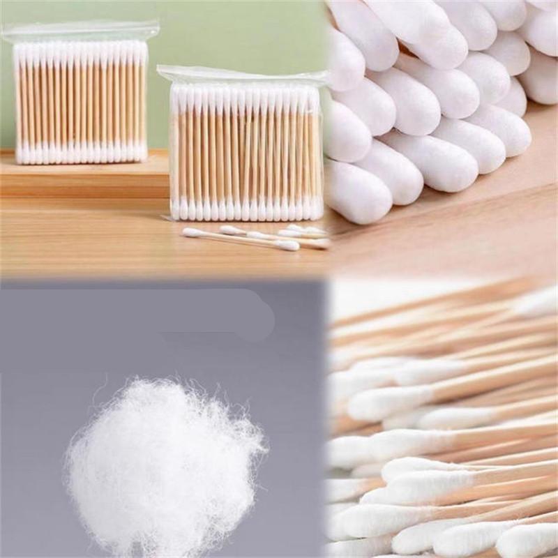 100/200/500pcs Double Head Cotton Swab Women Makeup Cotton Buds Tip For Wood Sticks Nose Ears Cleaning Health Care Tools