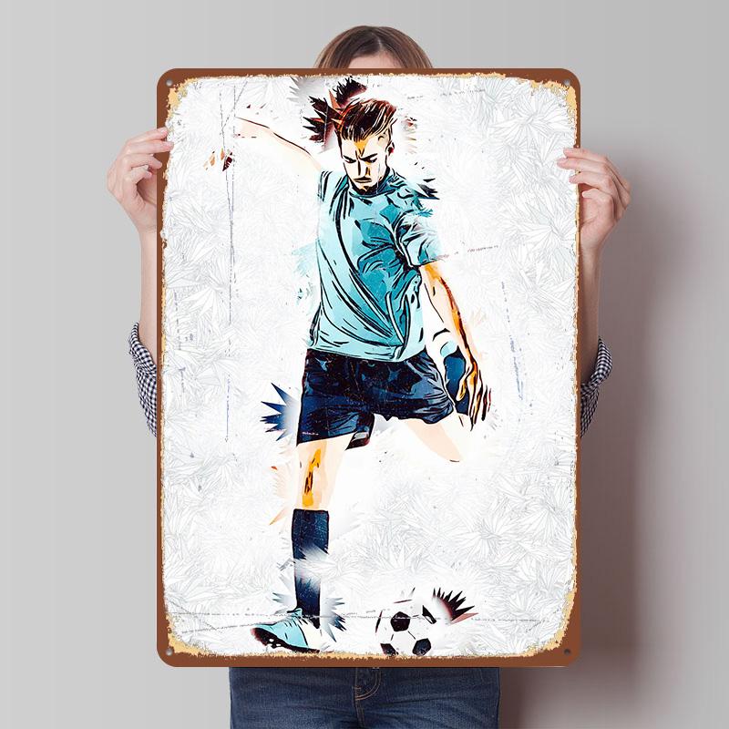 

Football Soccer Player Poster Customized Vintage Metal Signs Wall Art Retro Tin Plaque for Mancave Decoration Room House Decor 7.9x11.8In(20x30cm)