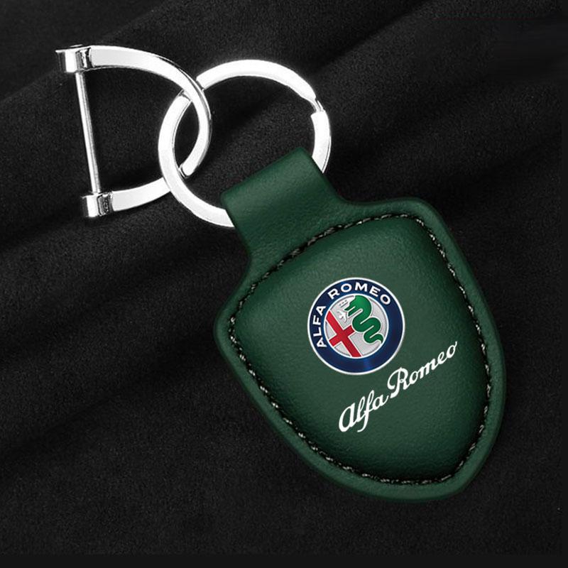 Car Stickers For Alfa Romeo Car Leather Keychain Shield Type 3D Emblem Key Ring For Alfa Romeo giulia stelvio giulietta 159 147
