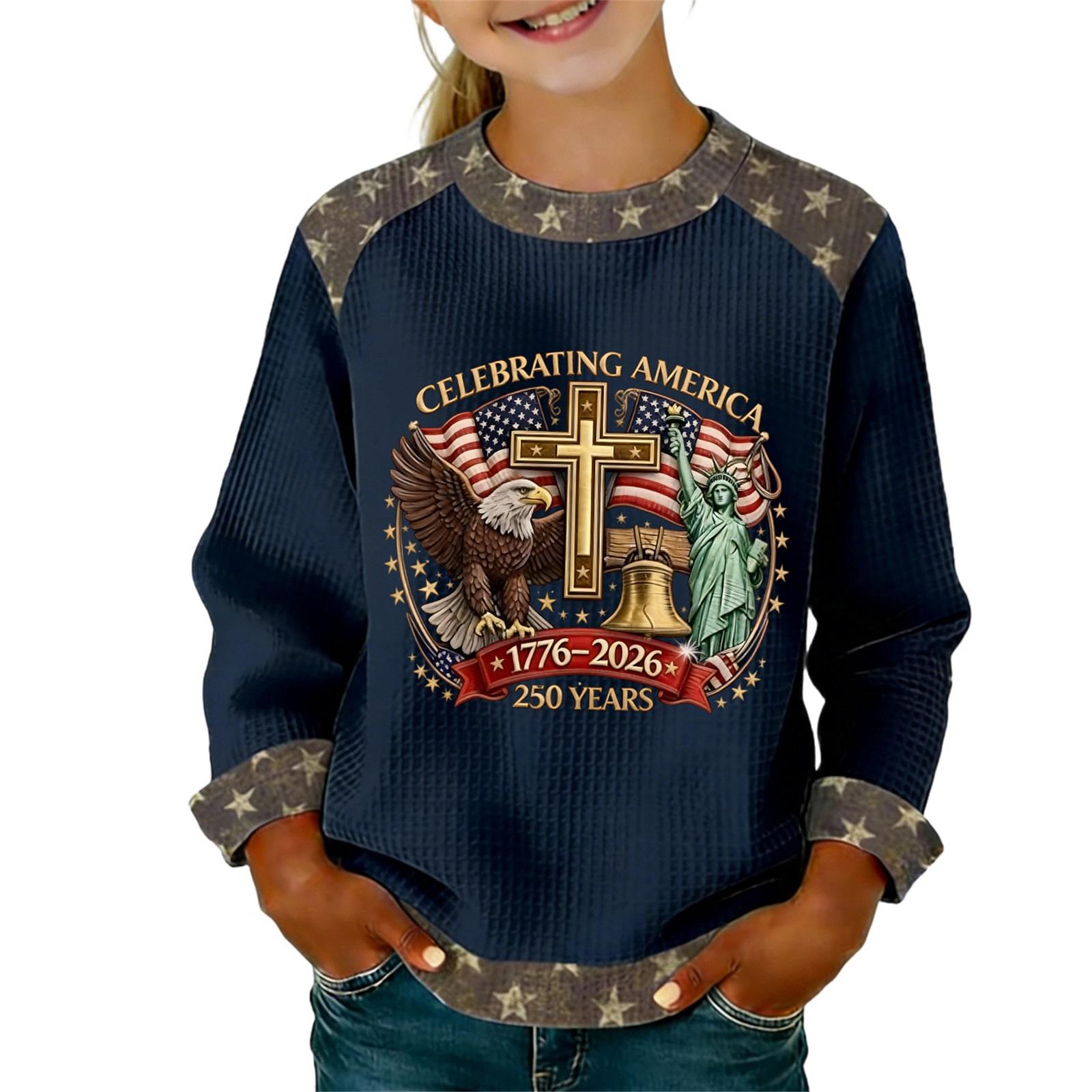 Children s Fashionable  Comfortable  Casual Long-Sleeve Printed Top 100 тёмно-синий