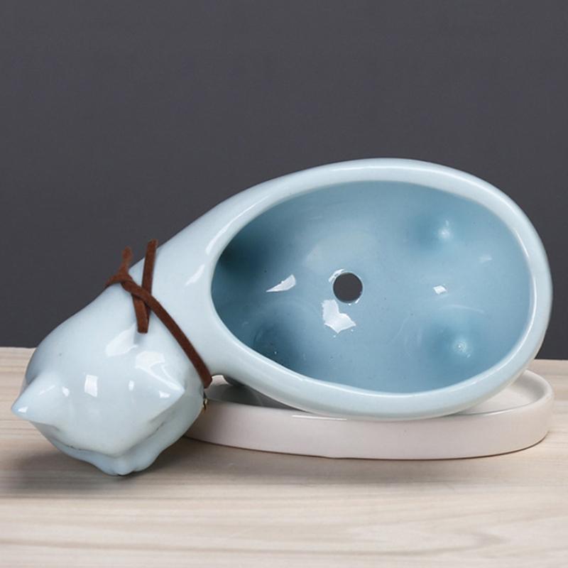 Cartoon-Katze Blumentopf Keramik Kreative Porzellan Blumenvase Für Terrasse Schreibtisch Dekoration Heimdekoration Innenhof Schlafzimmer