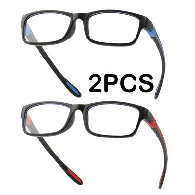 2PCS Reading Glasses Men Women Sports Anti-blue Light Reading Eyewear Black Red TR90 Frame Presbyopia Eyeglasses