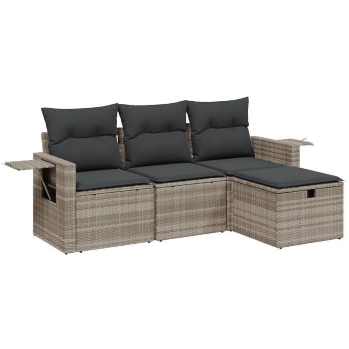 VidaXL Salon de Jardin avec Coussins 4 pcs, Canapés de Terrasse, Ensemble de Meubles de Patio, Mobilier d'Extérieur, Gris 3263758