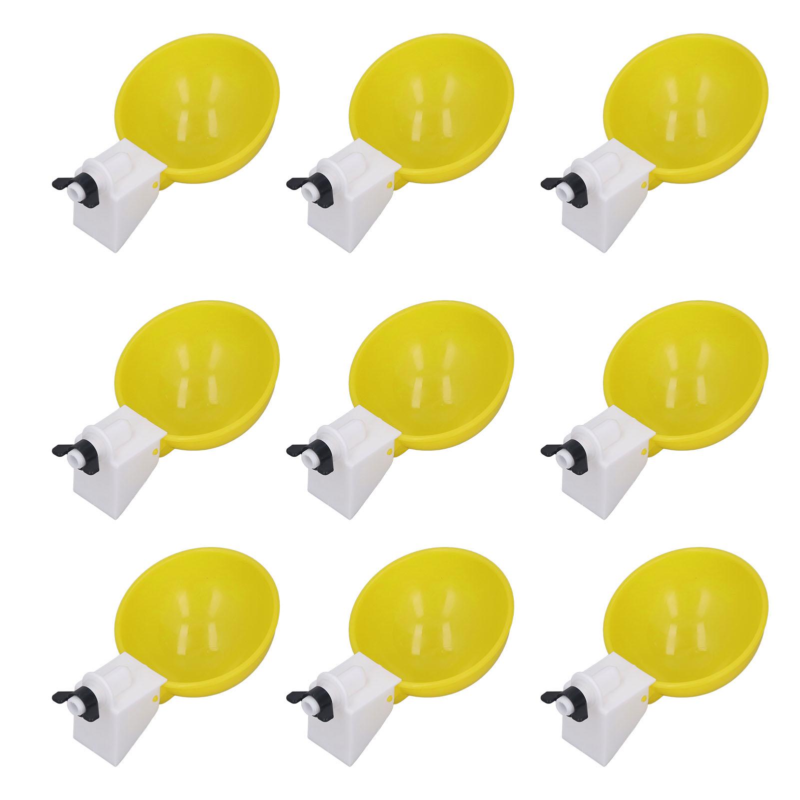 9pcs Chicken Water Cups Yellow Poultry Automatic Drinking Bowl Water Cups Feeder Waterer for Chicken Duck Goose Quail