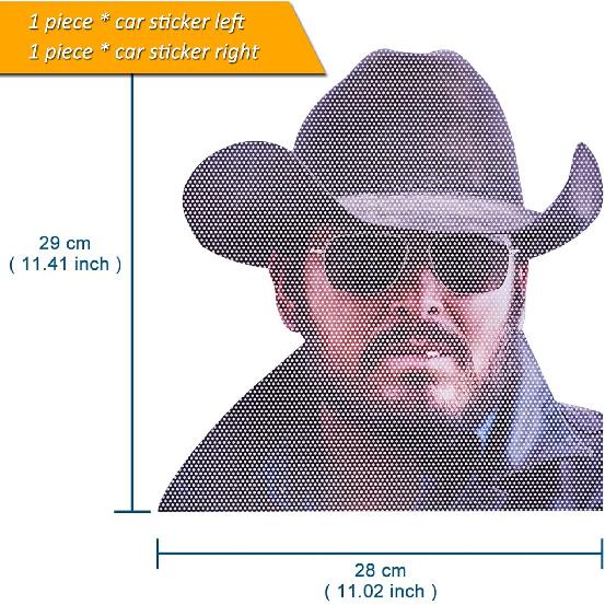 

Cowboy Pattern Car Side Window Decal Vinyl Sticker Perforated Funny Car Window Decal Left and Right Side Window Cling, 11.42 x 11.02