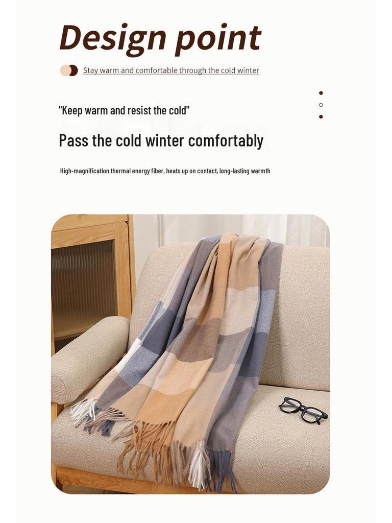 2025 Autumn/Winter Plaid Scarf for Women - Sweet Japanese & Korean Style, Warm Neck Warmer, Fashionable Imitation Cashmere Shawl