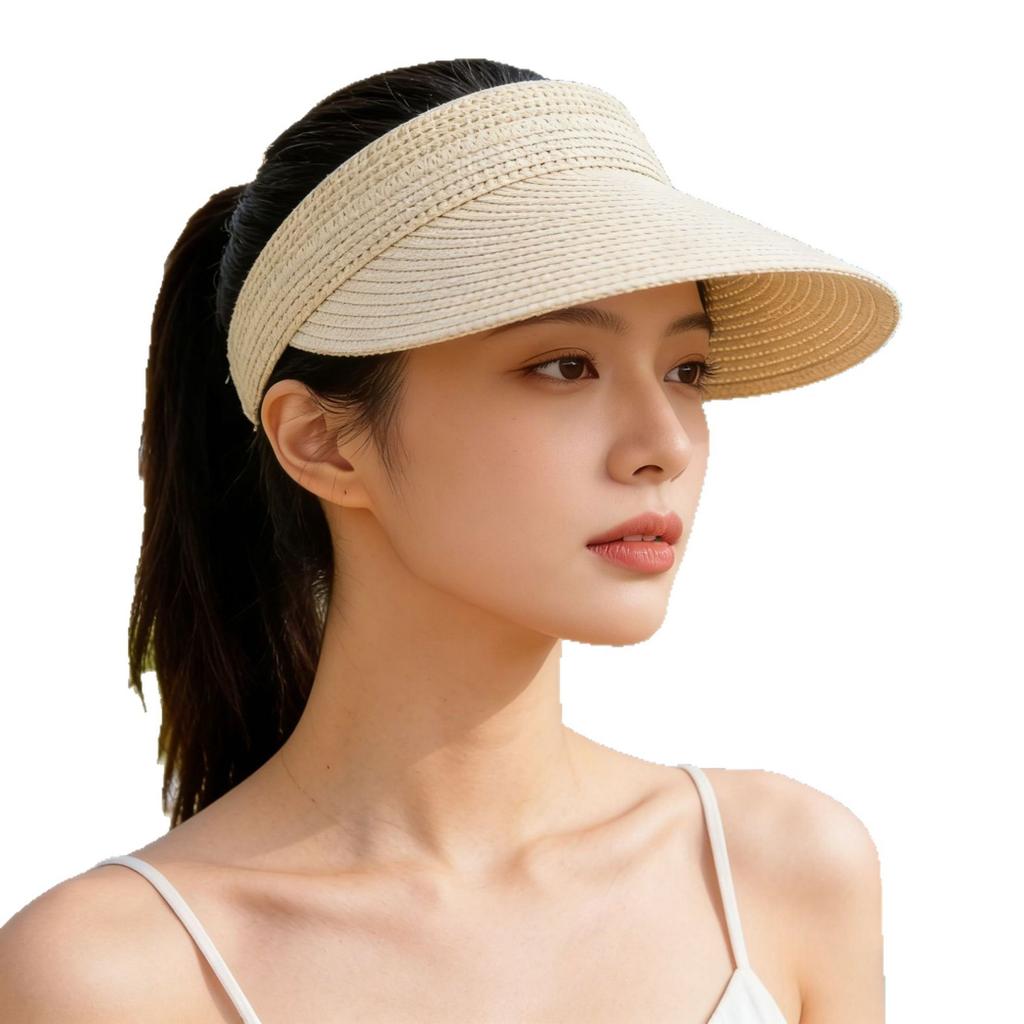 Summer New Women's Sun Hat Wide Brim Visor Foldable Straw Beach Hat for Outdoor Travel