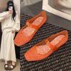 Versatile Breathable Crystal Flat Sandals - Non-Slip Beach Shoes with Fashionable Hollow Design