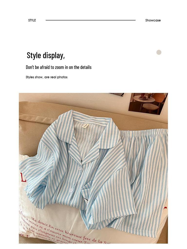 2026 Women's Cloud Cotton Pajama Set: Plus Size Loose Cardigan, Short Sleeve Top & Shorts for Spring/Summer Home Wear.