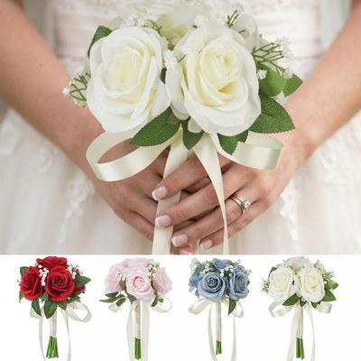 Flor de Ramo de Novia Boda Ramo de Dama de Honor Flores de Seda Artificiales Regalos de Cumpleaños