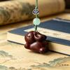 Sandalwood Rabbit Zodiac Keychain & Pendant with Lanyard - Creative Auspicious Clouds Design for Men & Women 