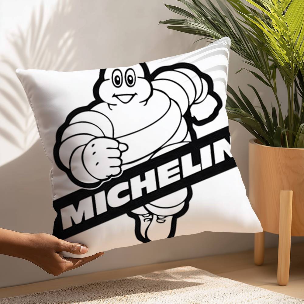 M-MichelinS T-Tyres Pillow Case Plush Fabric Soft  Pillowcase Double Sided Print Cushion Cover Household Gifts
