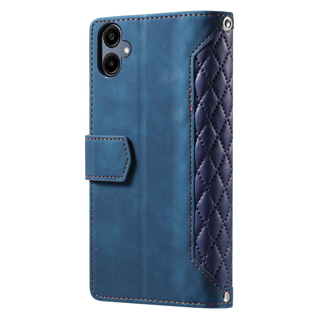 For Samsung Galaxy A07 5G/A07 4G Wallet Case Rhombus Stitching Line PU Leather Phone Cover with Wrist Strap