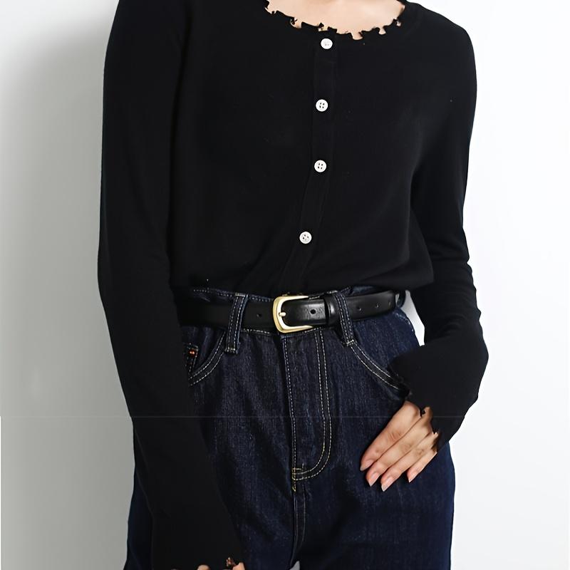 1 pezzo cintura da donna alla moda semplice cintura decorativa nera con cintura in jeans adatta per l'uso quotidiano
