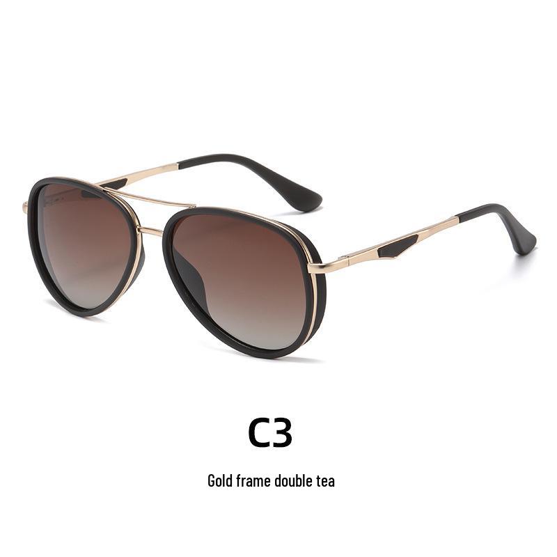 

Европейские и американские ретро мужские ультралегкие поляризационные очки-авиаторы с большой оправой, двойной переносицей, солнцезащитные очки с защитой от УФ-лучей.