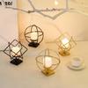 Nordic Iron Candle Holder Hollowed Geometric Square Globe Metal Tealight Candlestick for Table Centerpieces Decors