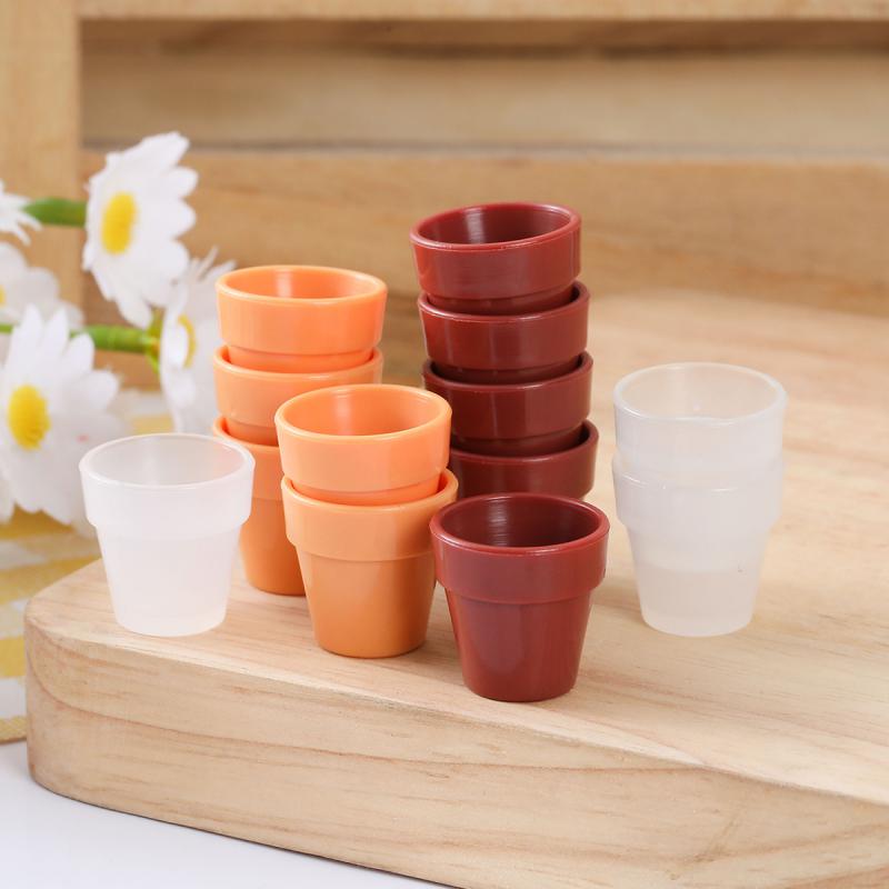 Miniature Flower Resin Pots Clay Planter Terracotta Dollhouse Accessories Fairy Garden Pots Mini Flower Pots Planters 10pc/lot