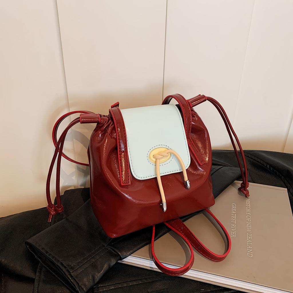 Fashion Trend Contrasting Retro Style Bag New Niche Design Single Shoulder Diagonal Cross Drawstring Bucket Bag