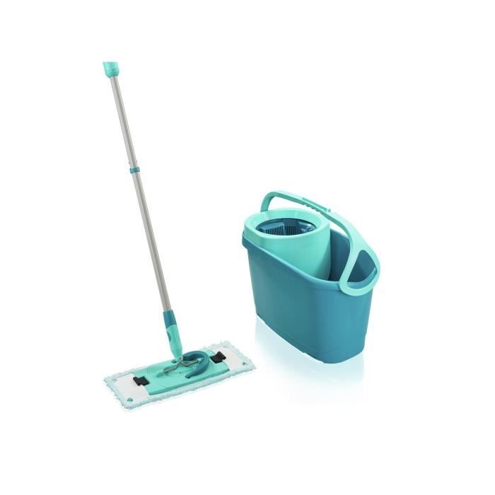 Set Lave-sol avec Seau essoreur - LEIFHEIT - Clean Twist M Ergo 52120- Balais serpillere plat - Manche télescopique de 110 a 140 cm
