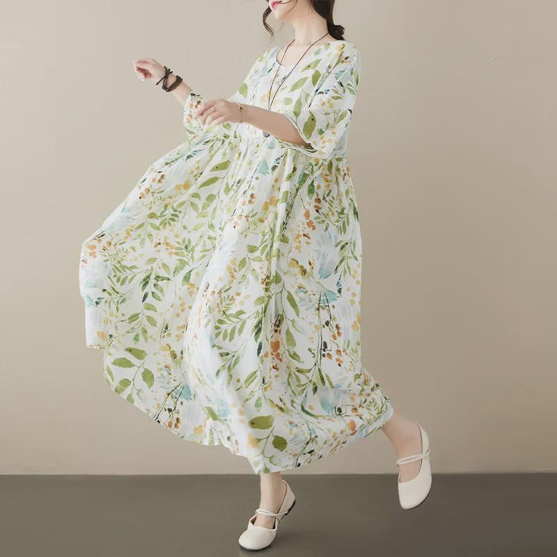 2023 Summer Pastoral Flowy Fairy Plus Size Women's Short Sleeve Dress