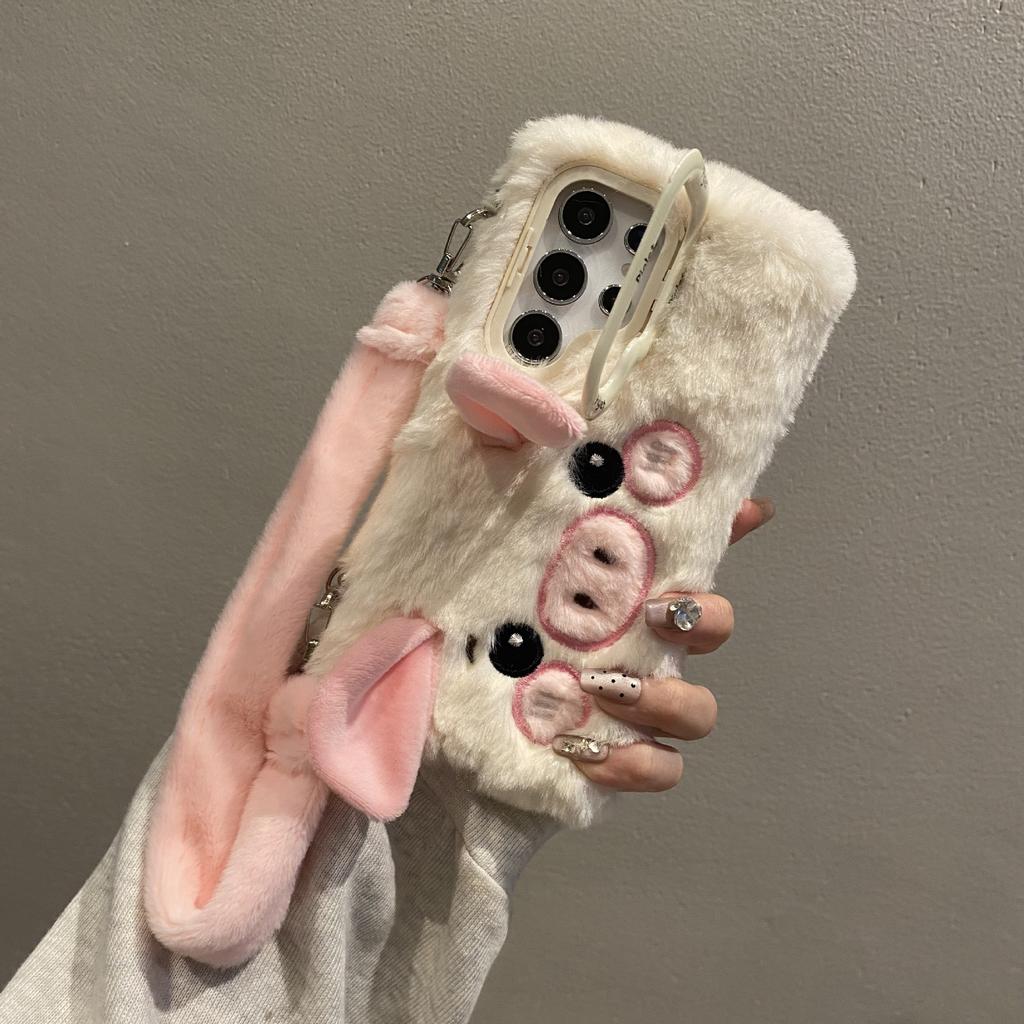 Samsung S24U Plush Shell Suitable for S23 Lanyard Portable Pig Plush Hand Warmer Lens Holder Samsung A35/A54