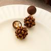 Vintage Maillard Brown Resin Tiger Eye Clip On Earrings Artistic Non Pierced Ear Clips for Women