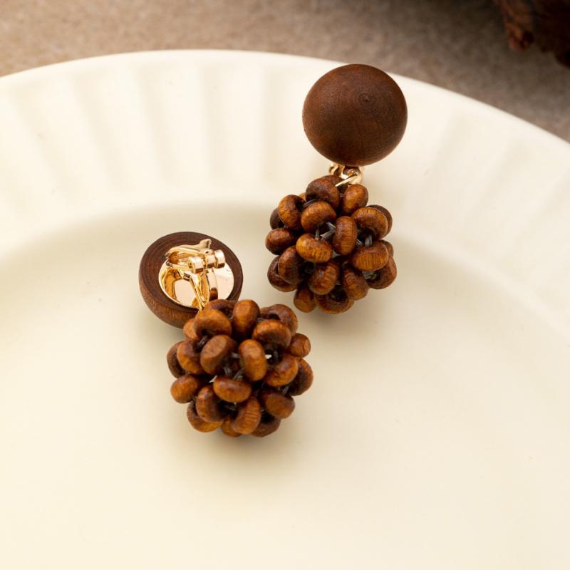 Vintage Maillard Brown Resin Tiger Eye Clip On Earrings Artistic Non Pierced Ear Clips for Women