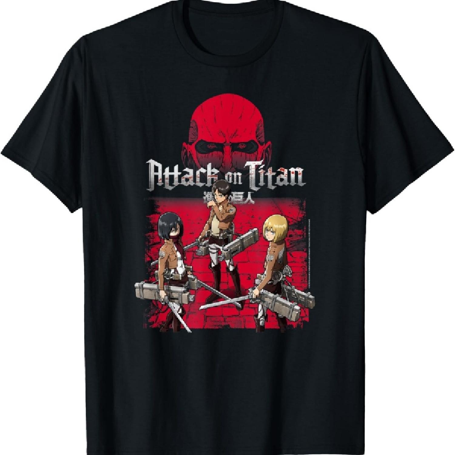 

Attack on Titan 3 Main Characters Red Background Anime T-Shirt XXXXXL