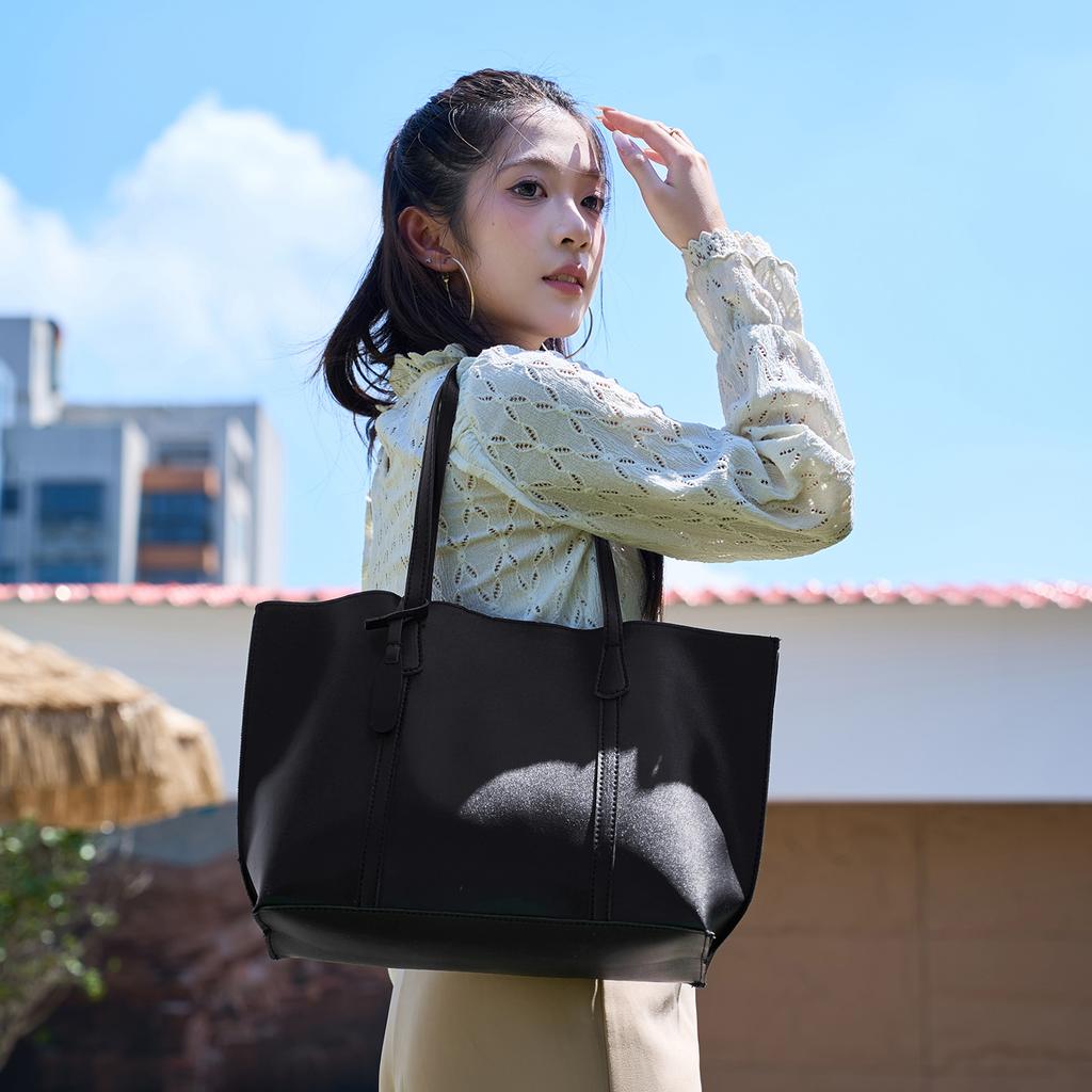 Women's Solid Color Large Capacity Tote Bag for Travel, Fashionable Lightweight Portable Shoulder Bag for Daily , Casual Totes