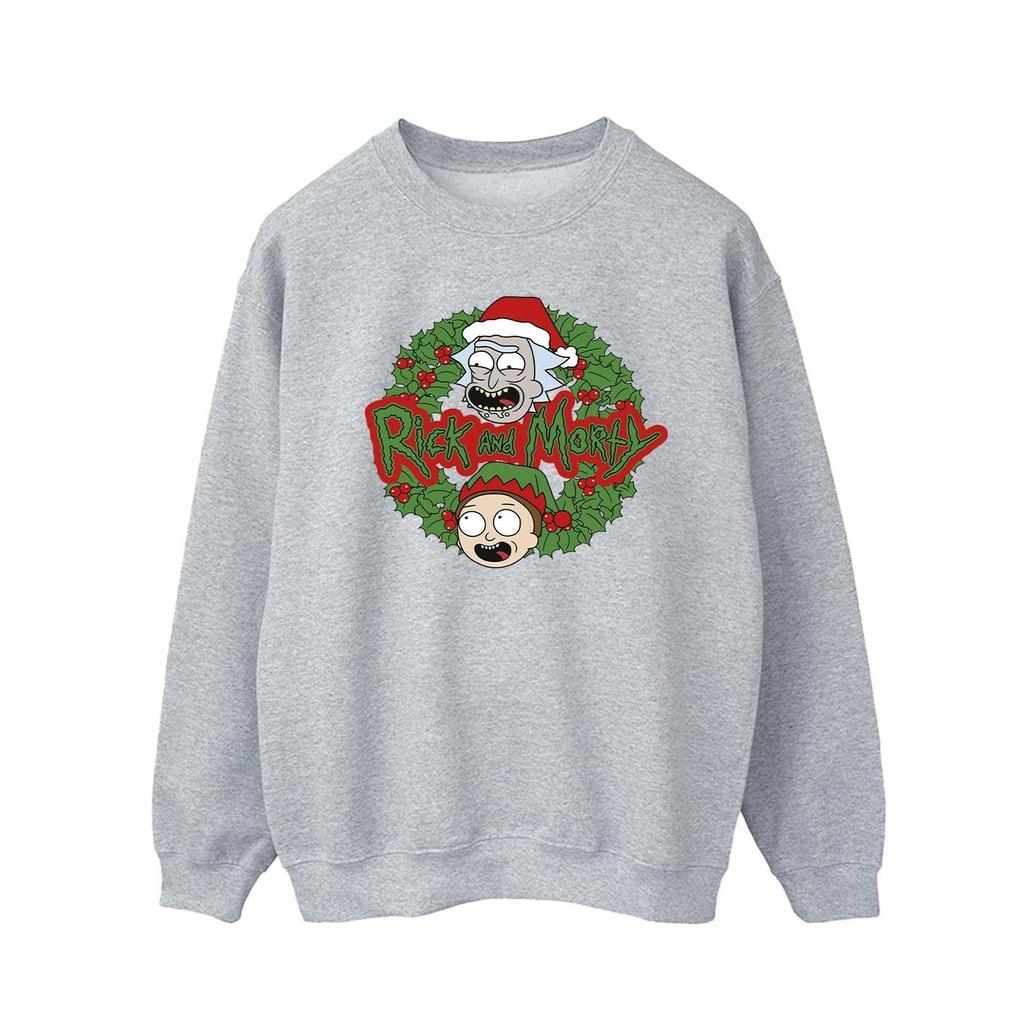 Rick And Morty Mens Christmas Wreath Sweatshirt