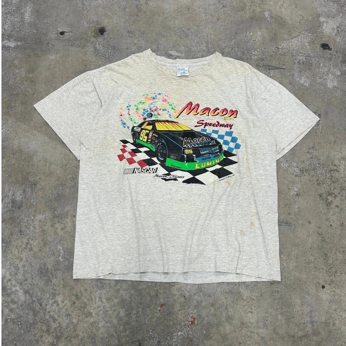 

Т-shirt Nascar 90-х Macon Speedway Винтажный Серый Размер XL S