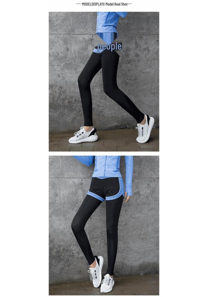 Women's Quick-Dry High-Waisted Fake Two-Piece Yoga Pants