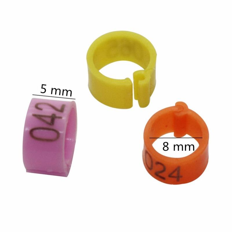 1000 Pcs Pet Supplies Bird Clip Ring 8mm Plastic Digital Markup Parrot Pigeons 10 Colors Marking Ring No.1-100