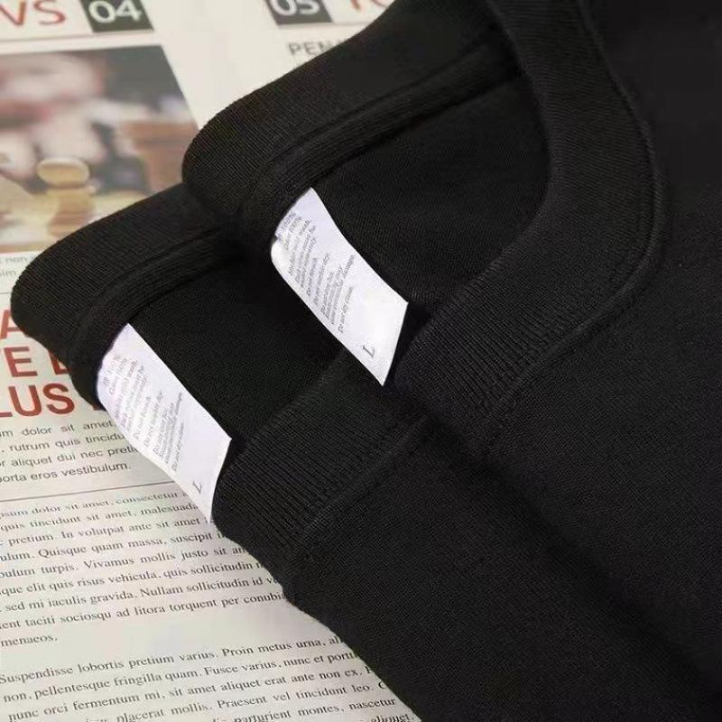 PINLIAN FASHION 100% Katoen 300g Zwaar Kortmouwig T-shirt Voor Mannen En Vrouwen Zomer Ronde Hals Effen Kleur Losse Pasvorm Grote Maten Student Casual Top 3XL zwart