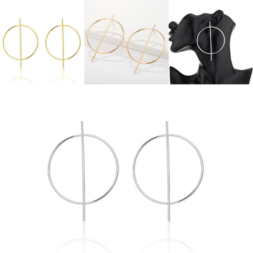 Modern Minimalist Alloy Hoop Earrings Silver And Gold Geometric Jewelry