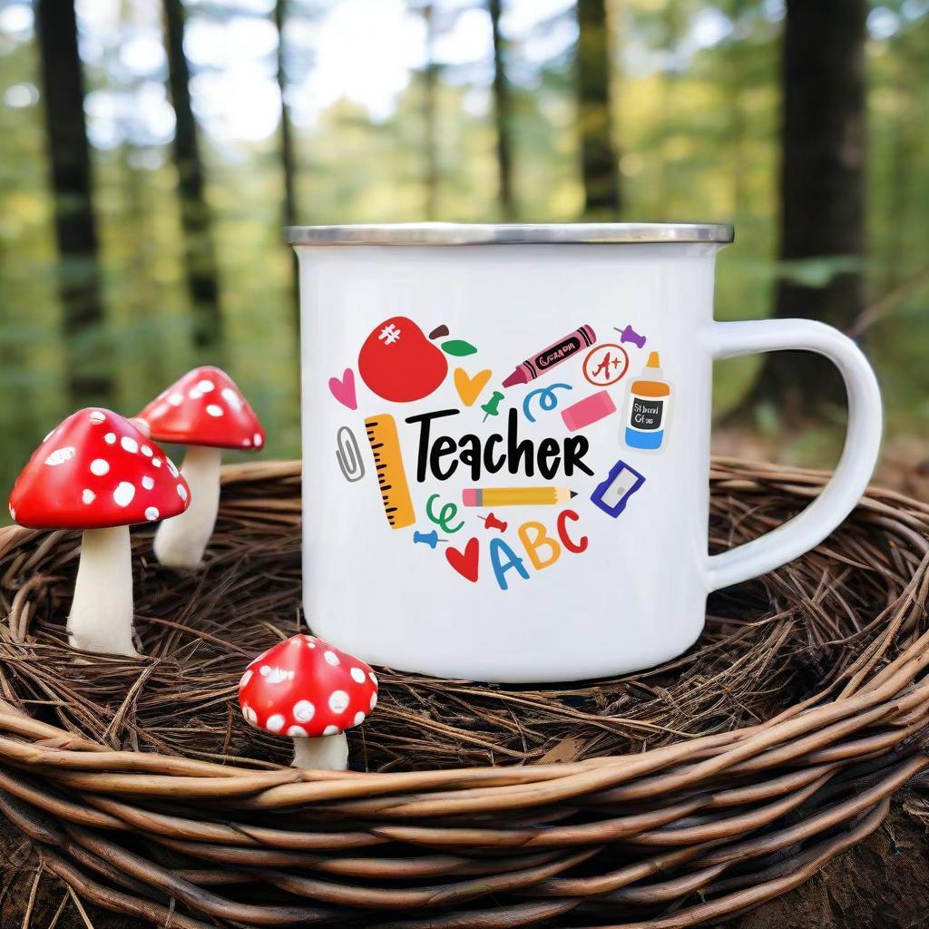 Teacher's Day Stationery Heart Apple Enamel Mugs Handle Cups Coffee Tea Milk Mugs Bonfire Party Best Gifts for Teacher