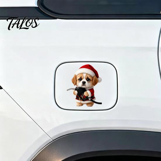 Cartoon Auto Body Decal 2Pcs Christmas Animal Fuel Tank Cover Sticker, Festive Car Cap Decal, Easy Apply Sticker Bear Dog Cat Rabbit Hedgehog Squirrel