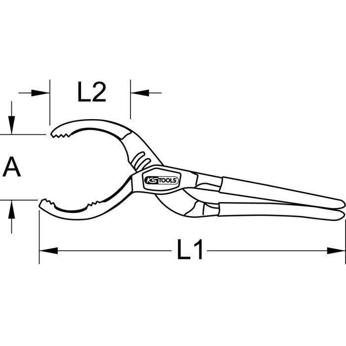 Pince à filtre à huile - réglable 5 positions pour ø 50 à 125 mm - longueur totale : 290 mm