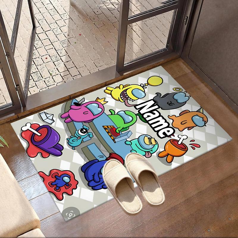 Custom Name Personalized Among Us Print Carpet, Versatile Home Decor Rug, for Playroom, Apartment, Balcony, Entryway, Hallway Gift