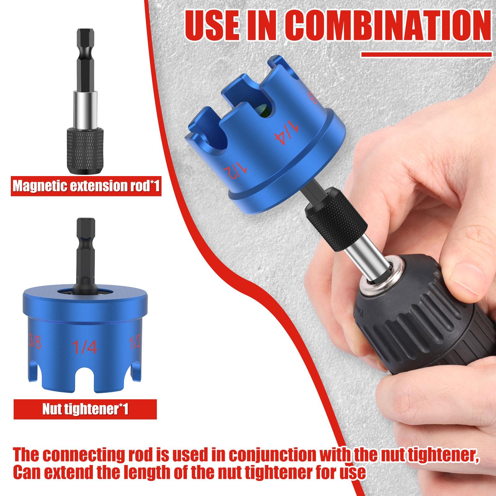 Aluminium Alloy Nut Zipper Drill Attachment Lightweight Impact Resistant Fast Nut Bolt Removal Tool for Conduit Rack Strut blu